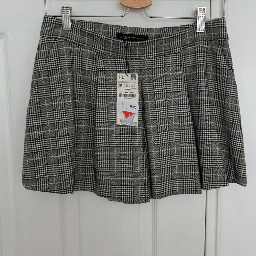 Zara Gray Plaid Skort